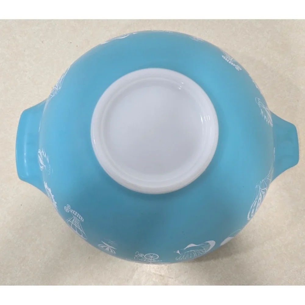 Vintage 1958 Pyrex Balloons #444 Cinderella Mixing Bowl - Turquoise 4 Qt Promo